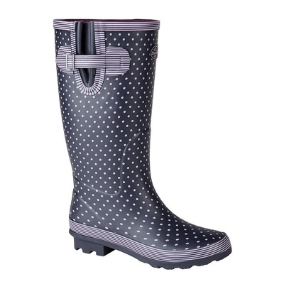 Woodland Womens Black Polka Dot Tall Wellington Boots