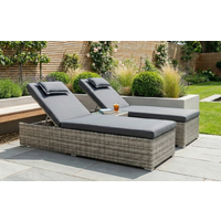 Palma Rattan Luxury Grey Sun Lounger - Set of 2
