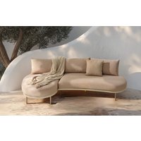 Kiki Beige 3-Seater Outdoor Chaise Sofa | Olefin Cushions & Aluminium Frame