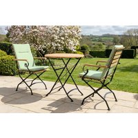 Sicily 2 Seater Teak and Wrought Iron Round 70cm Garden Dining Set