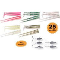 Savage Gear Sandeel Kit - Hybrid Lures , Effective Sinking Saltwater Jigs, 25-Piece Kit, 10Cm-11Cm, 16G-22G - Ideal For Predator Fishing